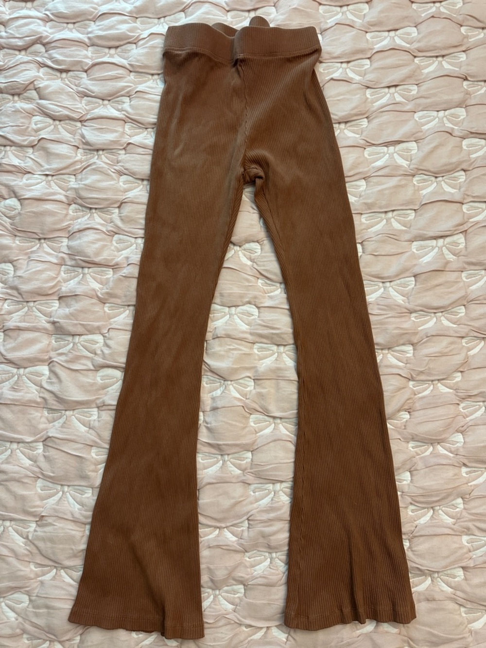 PINK Victoria's Secret Brown Ribbed Flare Leggings